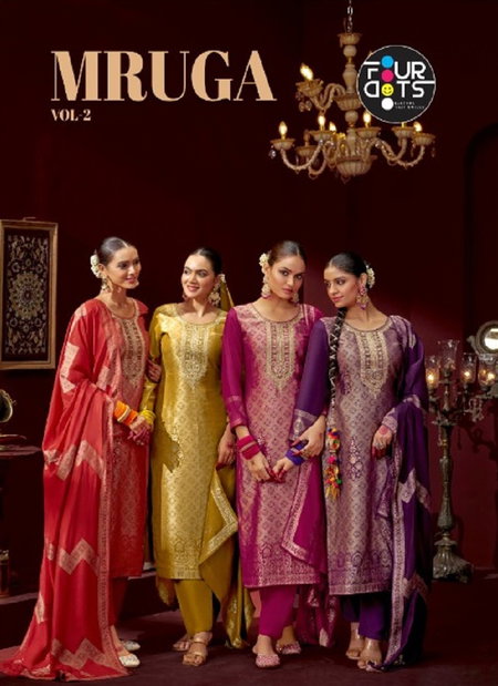 Mruga Vol 2 By Fourdots Viscos Muslin Jcquard Wholesale Dress Material In India